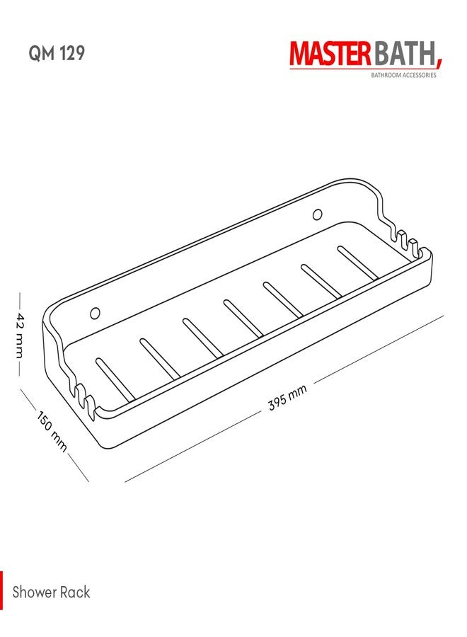 MASTER BATH QM129 UF Shower Rack Bathroom Accessories, White Ceramic Shower Rack Bathroom Shelves Accessories Premium Shower Shelf Bathroom Organiser (Marble) - Image 3